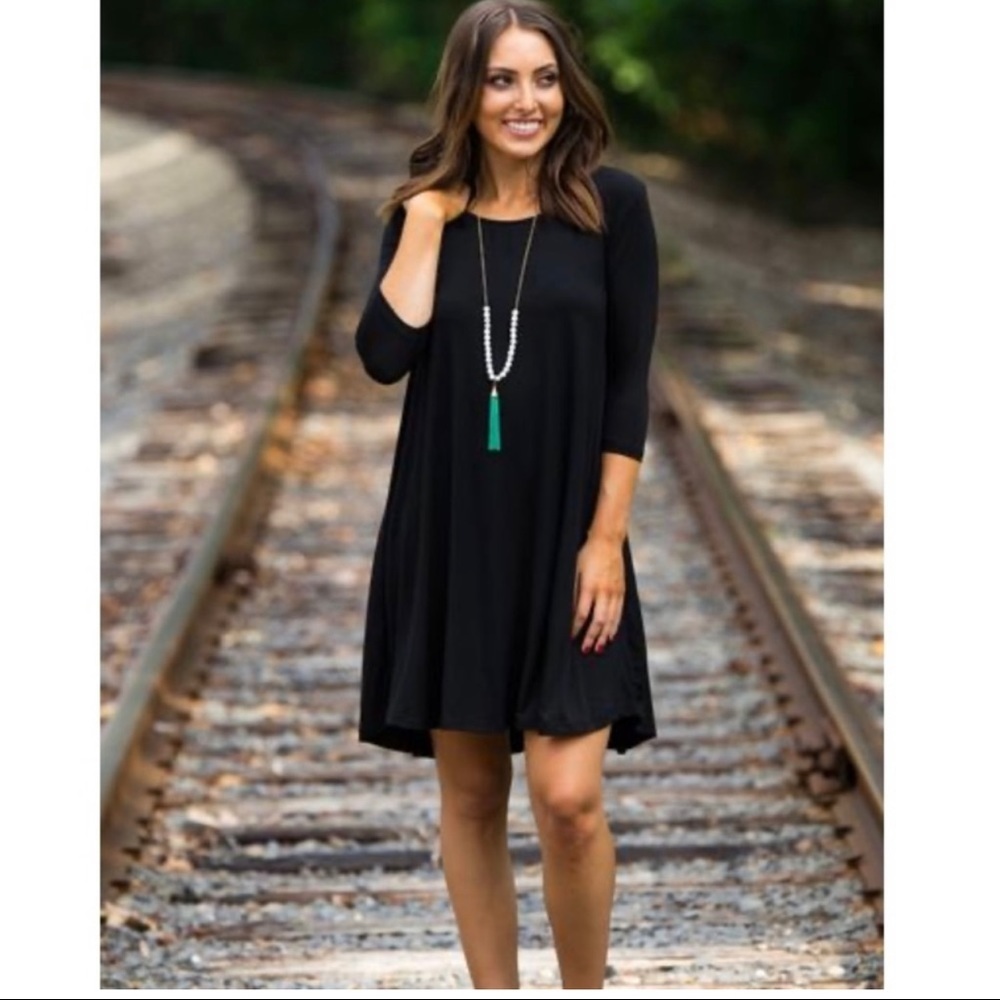 Piko 1988 Black Bamboo Bodycon Long Sleeve Scoop Neck Mini Dress